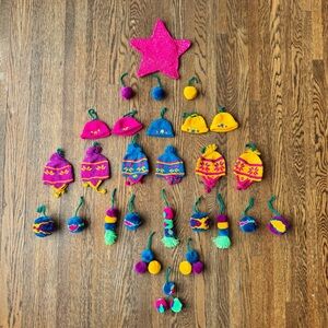 Peruvian Style Knit Hats, Poms and Tree Topper Star